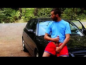 Big-Cock Hunk Jerks Off Outdoors