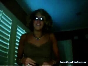 Blonde Amateur Strips on Webcam Wearing a Blue Necklace