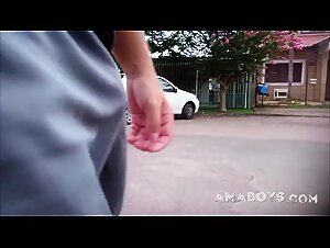 Freeballing Grey Shorts: Flaccid Cock Swinging Outdoors