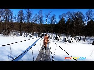 Blonde Russian Amateur Masturbates Outdoors by the River