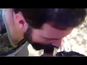Bearded Daddy Gives Facial in the Woods